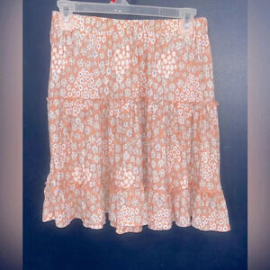NWOT medium boho coral floral skirt pleated cottage core festival